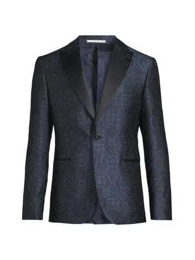 Pal Zileri Men's Paisley Silk-blend Single-breasted Dinner Jacket In Blue