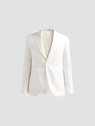 Pal Zileri Men's Tonal Paisley Wool-blend Dinner Jacket In White