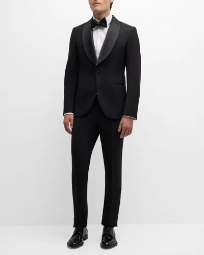 Pal Zileri Men's Wool Satin-lapel Suit In 20 Black