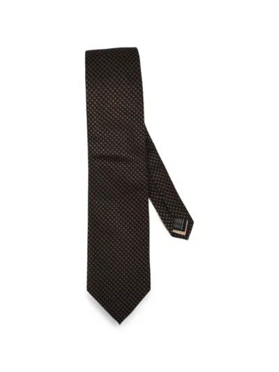 Pal Zileri Micro-checked Silk Tie In Brown