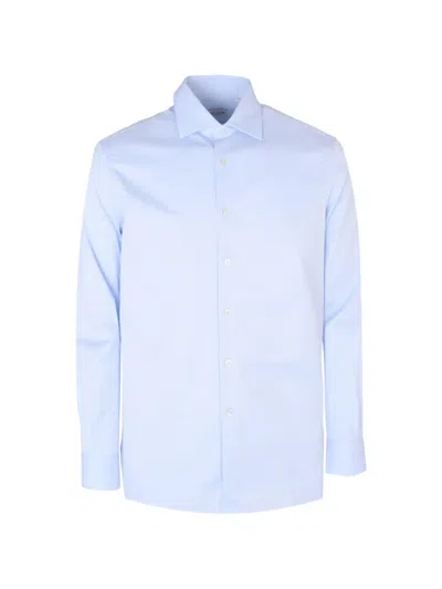Pal Zileri Micro-stripe Cotton Shirt In Blue