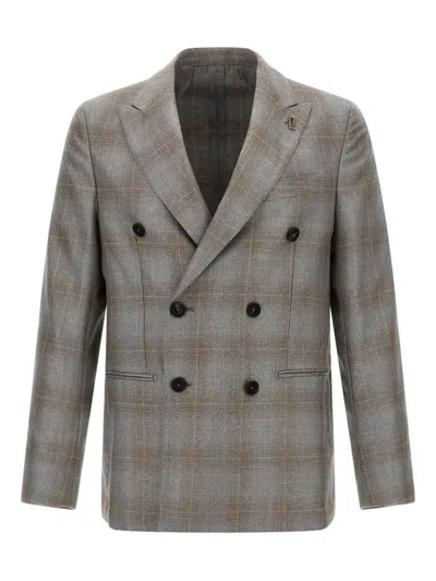 PAL ZILERI PEAK-LAPEL CHECKED BLAZER