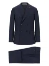 Pal Zileri Double-breasted Pinstripe Suit Jacket In Blue