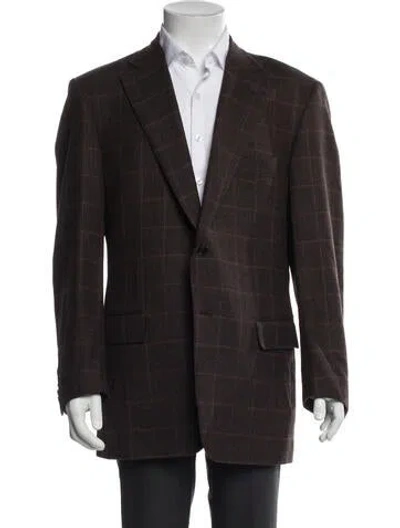 Pre-owned Pal Zileri Plaid Print Blazer In Brown