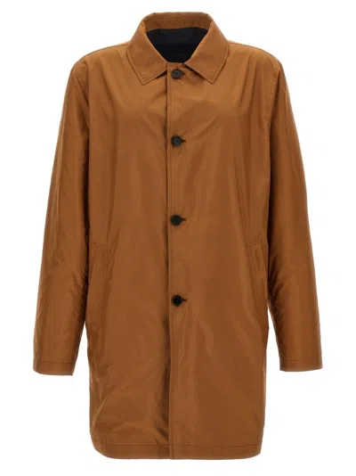 PAL ZILERI REVERSIBLE CAR COAT IN LIGHTWEIGHT TECHNICAL FABRIC