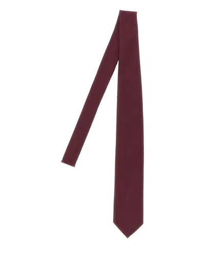 Pal Zileri Slim Textured Silk Tie With Keeper Loop In Burgundy