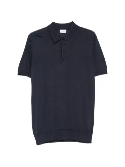 Pal Zileri Short-sleeved Knitted Polo Shirt In Blue