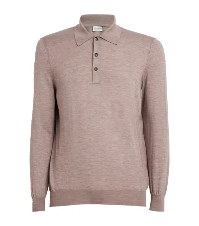 Pal Zileri Silk-cotton-cashmere Polo Shirt In Brown