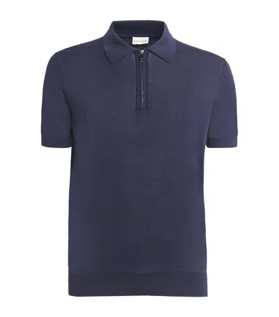 Pal Zileri Silk-cotton Half-zip Polo Shirt In Blue