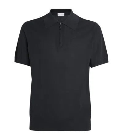 Pal Zileri Silk-cotton Monogram Polo Shirt In Black