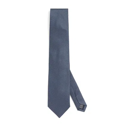 Pal Zileri Silk Geometric Jacquard Tie In Blue