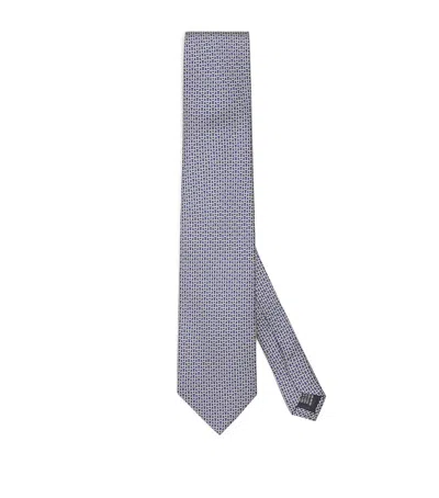 Pal Zileri Silk Geometric Jacquard Tie In Gray
