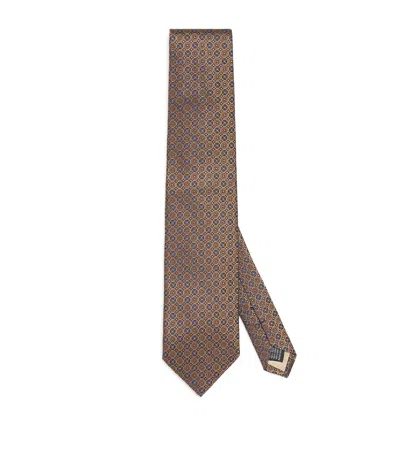 Pal Zileri Silk Geometric Jacquard Tie In Brown
