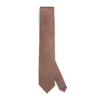 Pal Zileri Silk Geometric Jacquard Tie In Brown