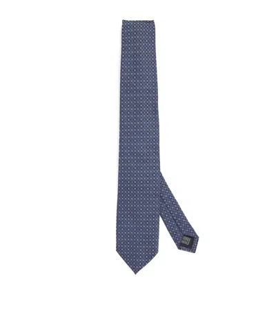 Pal Zileri Silk Geometric Tie In Blue