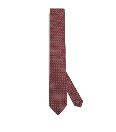 Pal Zileri Silk Geometric Tie In Red