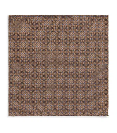 Pal Zileri Silk Jacquard Pocket Square In Brown