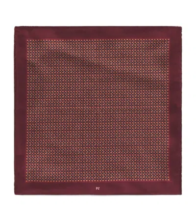 Pal Zileri Silk Jacquard Pocket Square In Red