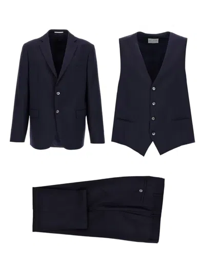 Pal Zileri Single-breasted Three-piece Suit In Blue
