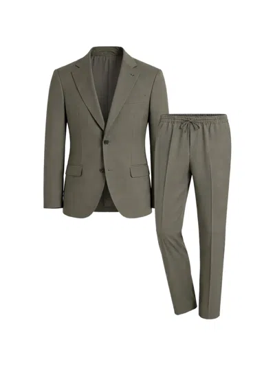 Pal Zileri Single-breasted Drawstring-waist Suit In Green