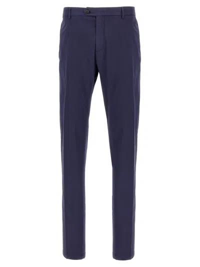 Pal Zileri Slim-fit Stretch Cotton Chinos With Pleat Detail In Blue