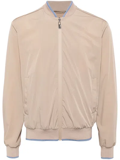 Pal Zileri Soft Shell Bomber Jacket In Neutrals