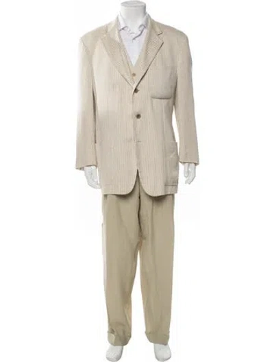 Pre-owned Pal Zileri Striped Three-piece Suit In Neutral