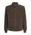 Pal Zileri Suede Bomber Jacket In Brown