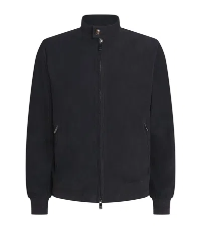Pal Zileri Suede Bomber Jacket In Black