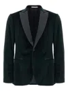 Pal Zileri Ceremony Line Velvet Blazer With Satin Lapel In Green