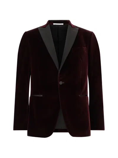 Pal Zileri Velvet Blazer Shawl Lapel Buttoned Cuffs In Red