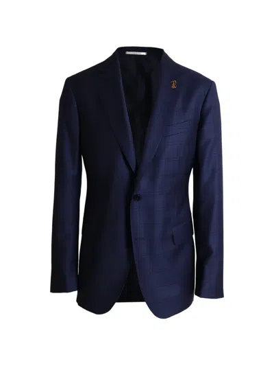 Pal Zileri Vicenza Single-breasted Checked Wool Blazer In Blue
