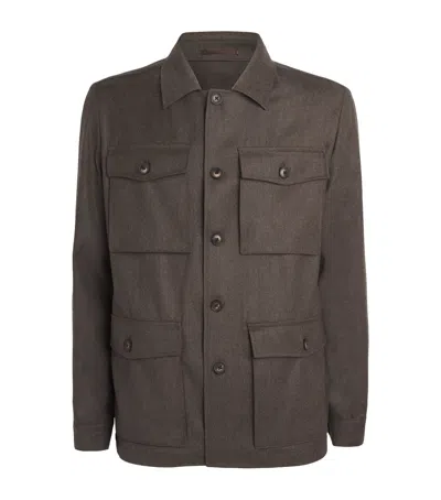 Pal Zileri Virgin Wool-cashmere Field Jacket In Animal Print