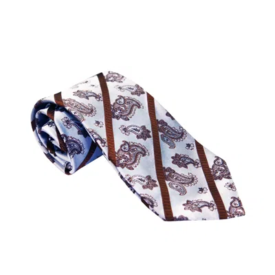Pal Zileri White/ Brown Pattern Silk Tie In Multi