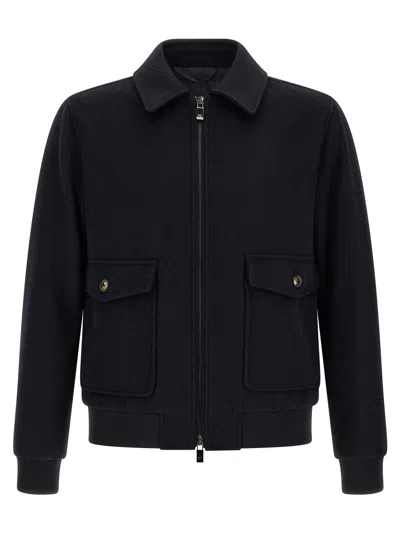 Pal Zileri Wool Blend Bomber Jacket In Black
