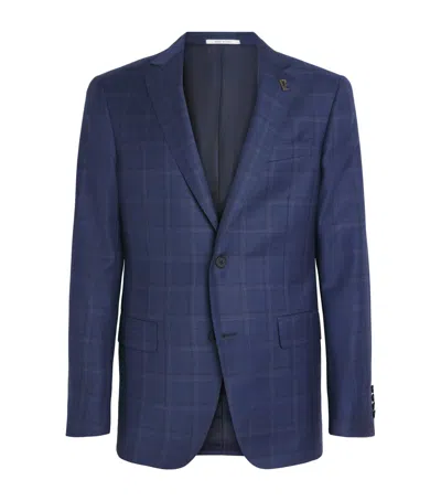 Pal Zileri Wool Check Blazer In Blue