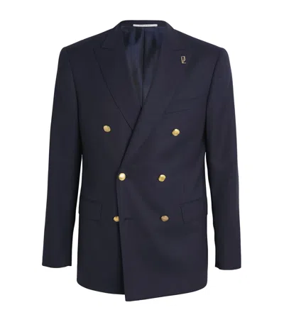 Pal Zileri Wool Double-breasted Vicenza Blazer In Blue