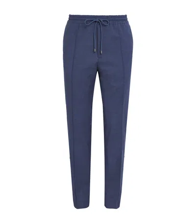 Pal Zileri Wool Drawstring Trousers In Blue