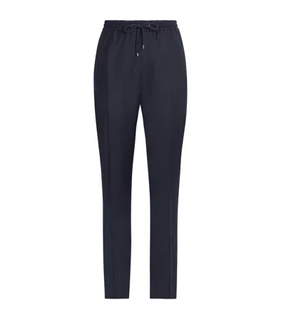 Pal Zileri Wool Drawstring Trousers In Blue
