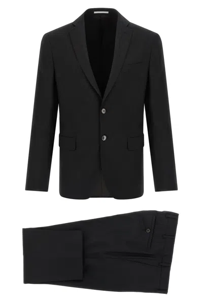 Pal Zileri Wool Ceremony Suit Notch Lapel Design In Black