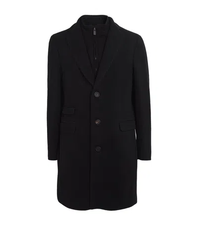 Pal Zileri Wool Overcoat In Black