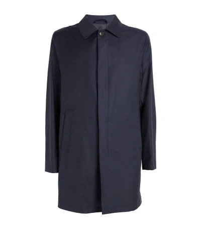 Pal Zileri Wool Overcoat In Navy