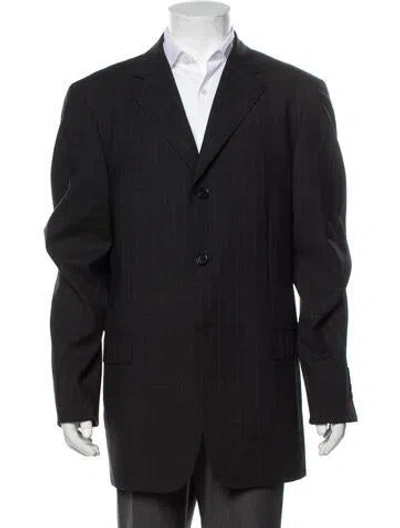 Pre-owned Pal Zileri Wool Plaid Print Blazer In Black