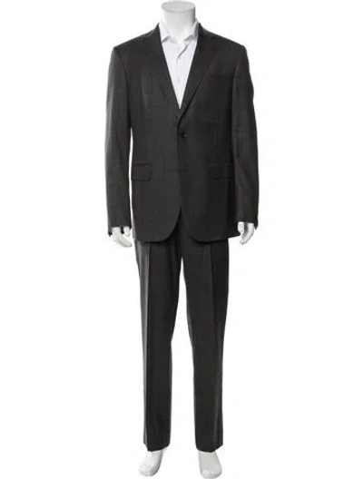 Pre-owned Pal Zileri Wool Plaid Print Two-piece Blazer In Gray