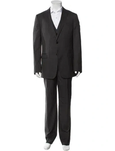 Pre-owned Pal Zileri Wool Plaid Print Two-piece Suit In Gray