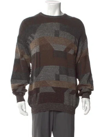 Pre-owned Pal Zileri Wool Printed Pullover In Brown