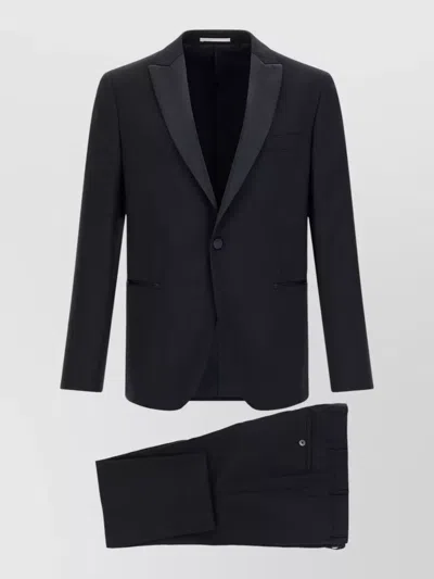 Pal Zileri Wool Satin Tailored Suit Trousers In Black