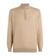 Pal Zileri Wool-silk Quarter-zip Sweater In Brown