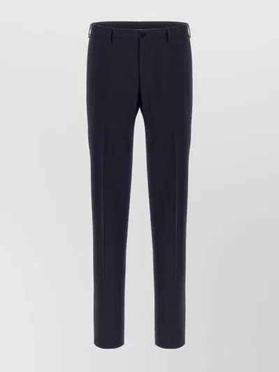 Pal Zileri Wool Trousers With Back Pockets And Belt Loops In Blue