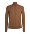 Pal Zileri Wool Zip-up Cardigan In Brown